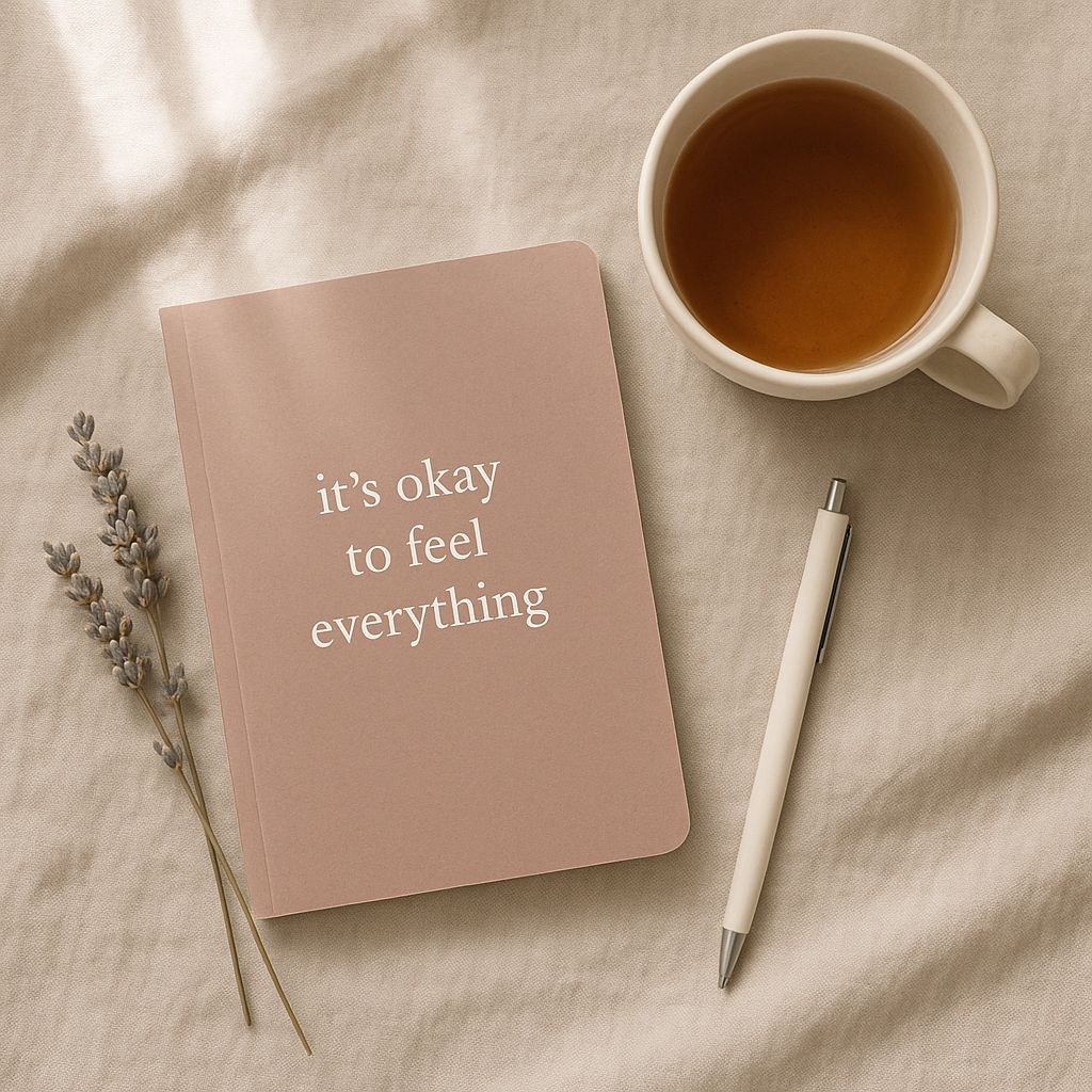a flatlay mockup of a journal of selfstylewear's journal¬ebook collection.