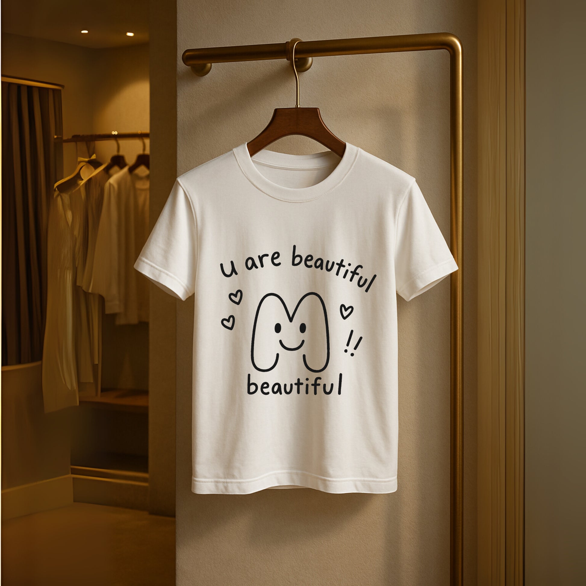 Minimalist smiley-face T-shirt for mindful living, emotional wellness, and self-care apparel lovers—ideal for mental health awareness and slow fashion shoppers.